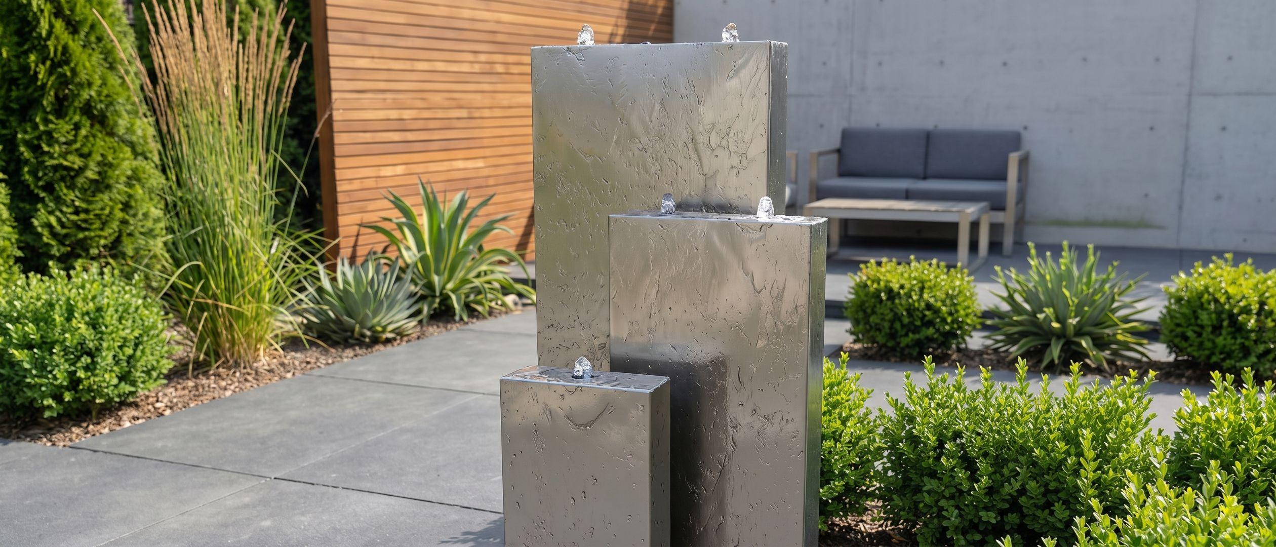 Fontaine de jardin en acier inoxydable