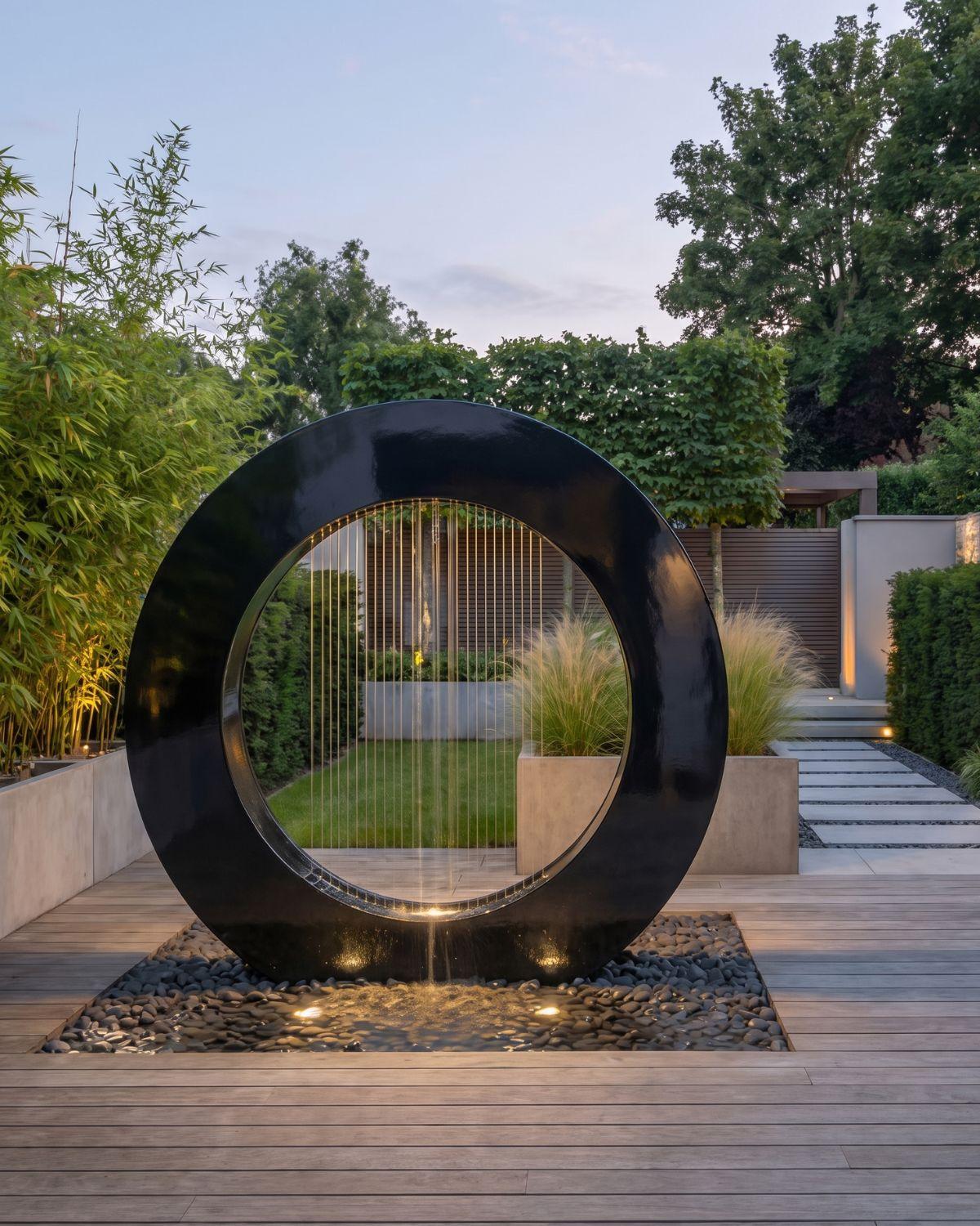 Fontaine Ronde Moderne pour Jardin Haut de Gamme